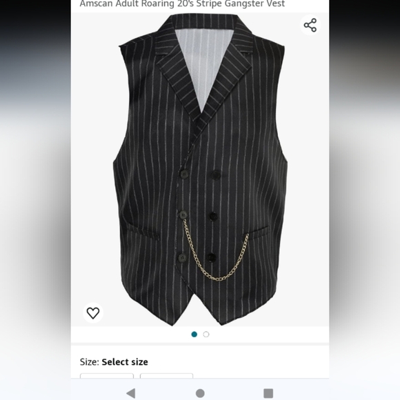 🆕 Adult Roaring 20's Stripe Gangster Vest S/M 42" or 48" to choose from - Picture 6 of 9